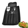 4pcs BBQ Tools Set Barbecue Stainless Steel BBQ Grill Barbecue Set Outdoor Camping Cooking Accessories Kit with Bag Oasis Select black