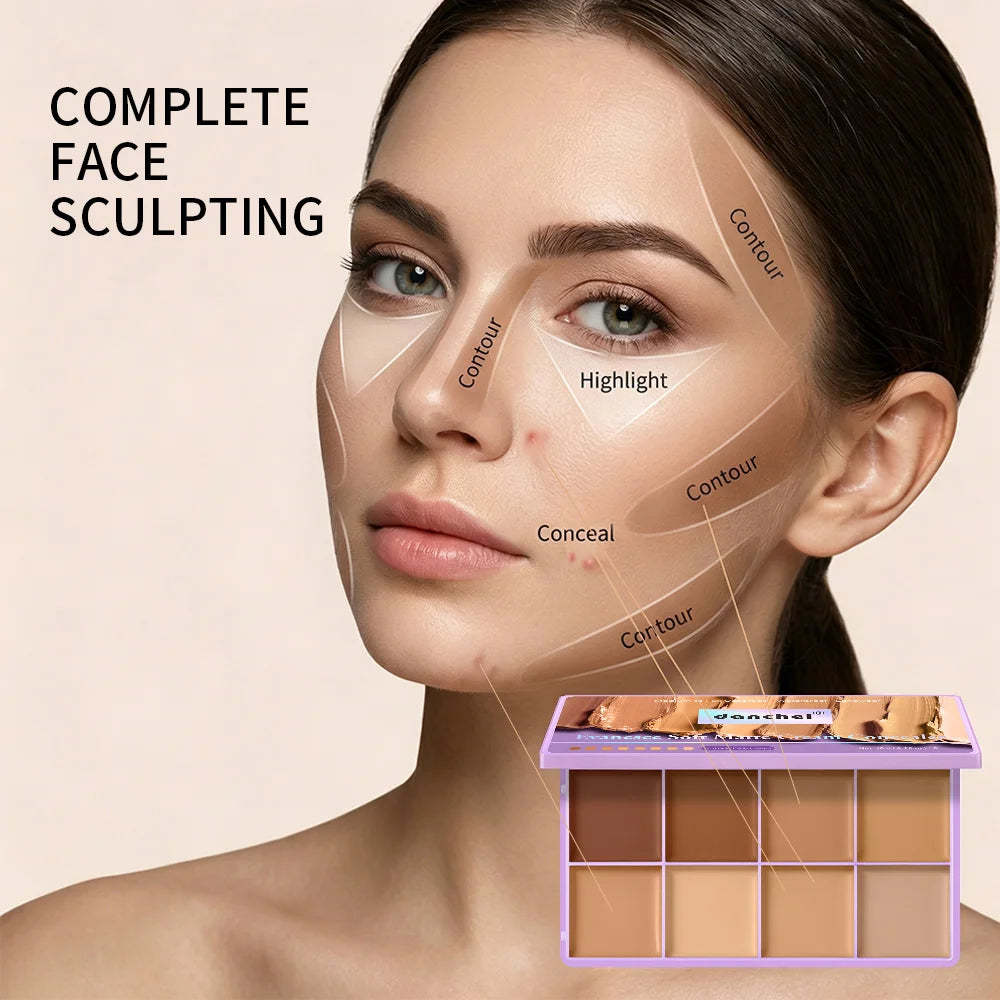 8 Shade Soft Matte Cream Concealer Palette Full Coverage Fade Dark Circles Blemishes Waterproof Long Lasting Oil Control Makeup Oasis Select