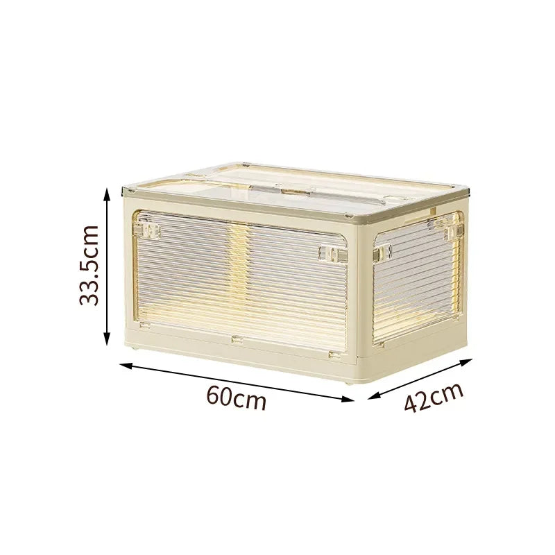 Cream wind folding storage box Bedroom multi-functional storage box Free stacking Large capacity transparent visual storage box Oasis Select Type C