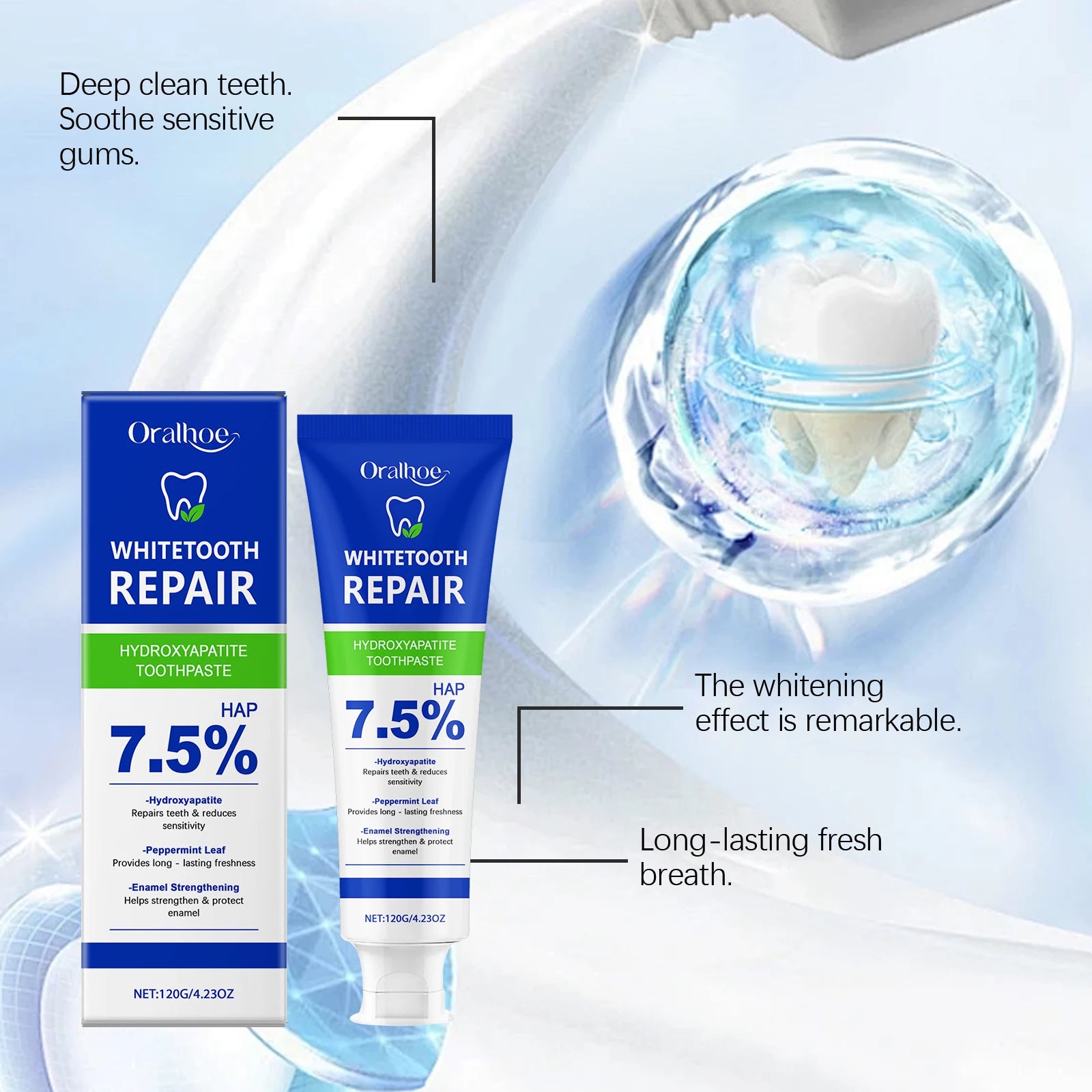 Repair Hydroxyapatite Toothpaste Remove Bad Breath Plaque Stain Deep Cleaning Stains Brightening Teeth Toothpaste Oasis Select