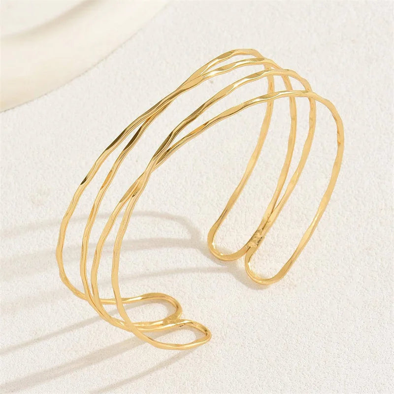 Multilayer Upper Arm Cuff Bracelet For Women, Minimalist Gold Plated Armband Statement Party Armlets Jewelry Oasis Select