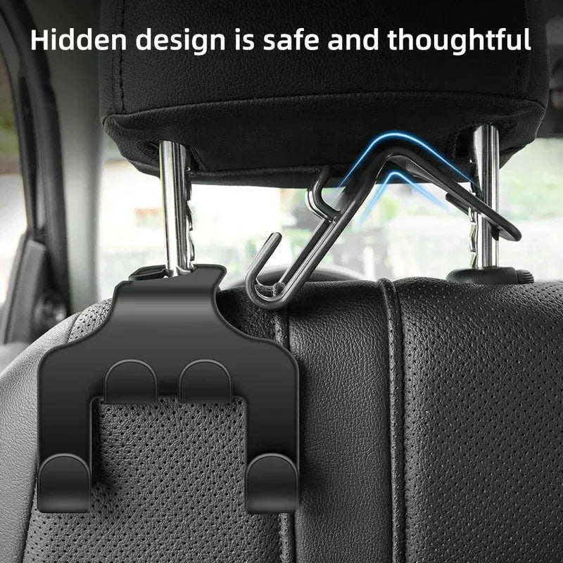 1/2/4/5Pcs Car Seat Headrest Hook 4 Pack Hanger Storage Organizer Universal for Handbag Purse Coat Fit Universal Vehicle Oasis Select