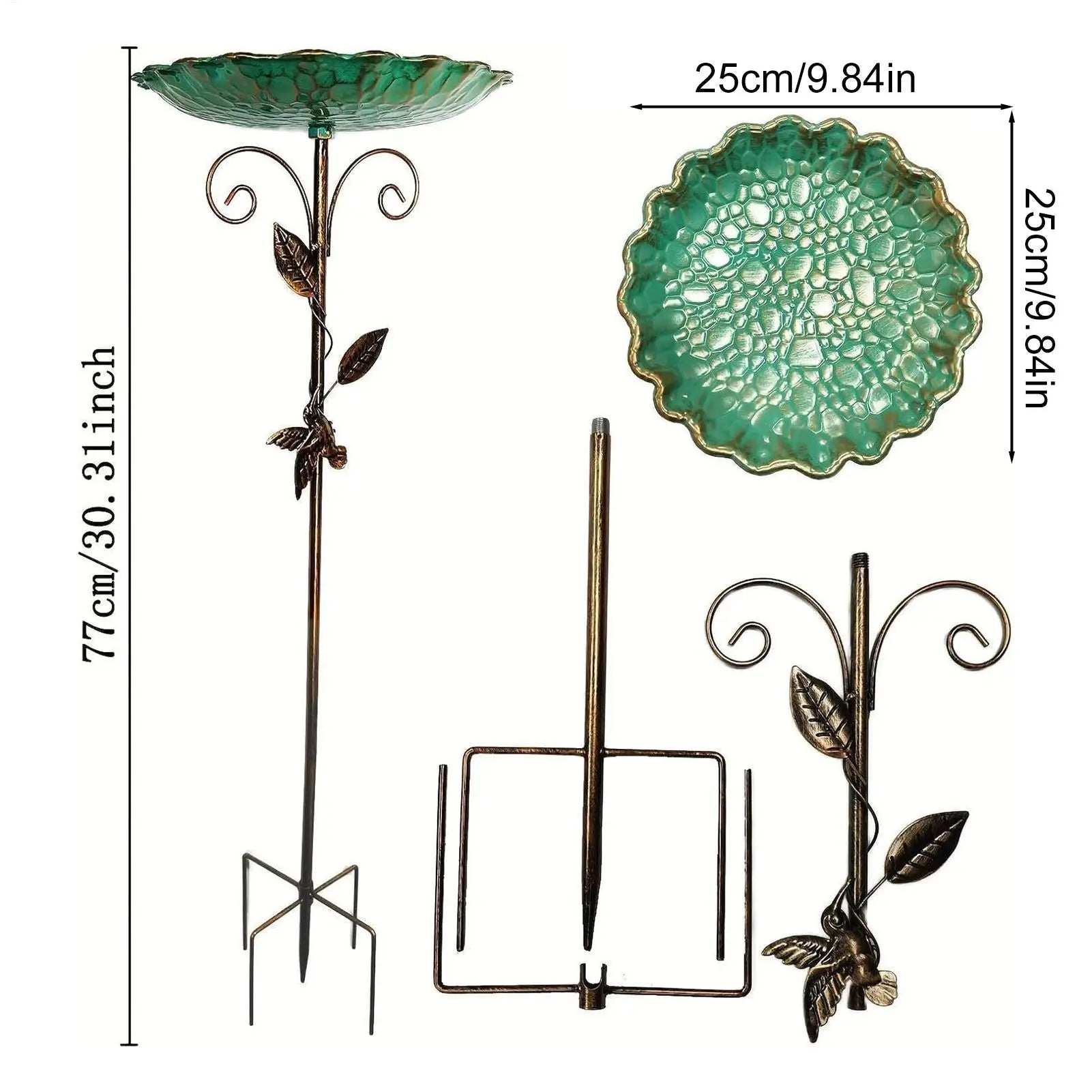 Upright bird bathing tub rust-proof sturdy and durable vintage metal bird bathing tub for gardens feeder metal bird bathing tub, Oasis Select