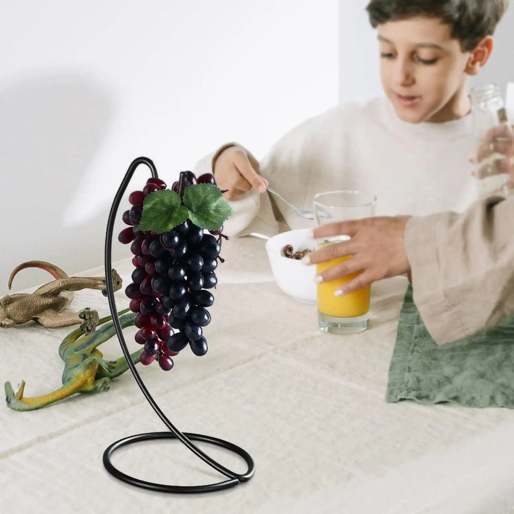 Steel Banana Holder – Modern Fruit Hanger Rack with Hooks for Kitchen Countertop (Black) Oasis Select