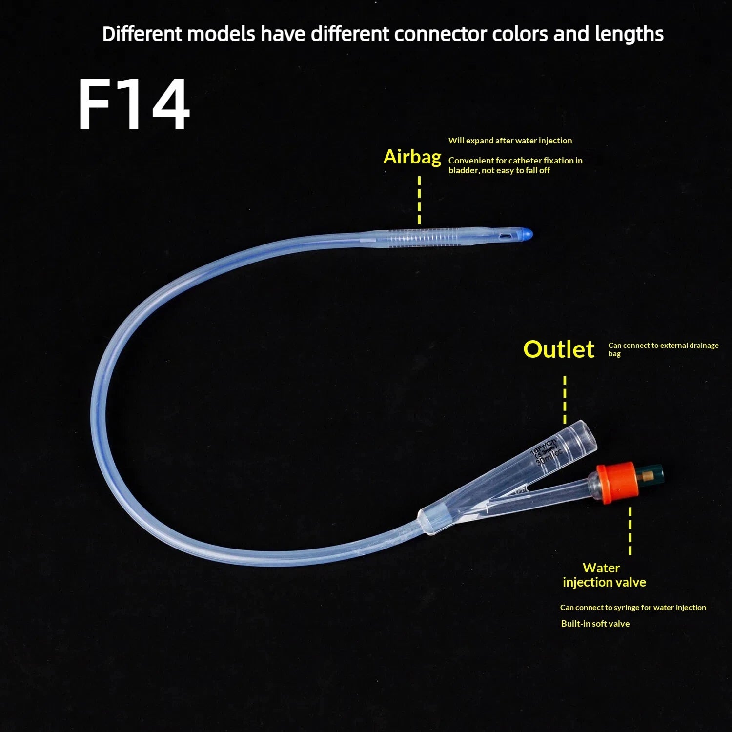 1 Piece 2 Way 3 Way Urinary Disposable Silicone Foley Catheter Flushing Tube Teaching Consumables Oasis Select A5
