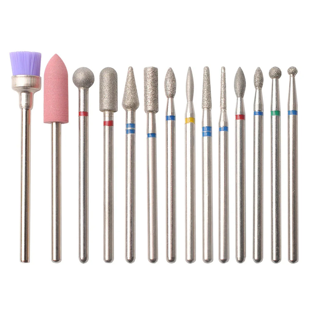 14pcs/set Nail Drill Machine Bit Nail Gel Removal Polishing Tools Pedicure Manicure Rotary Grinding Buffer Polisher Oasis Select Set2