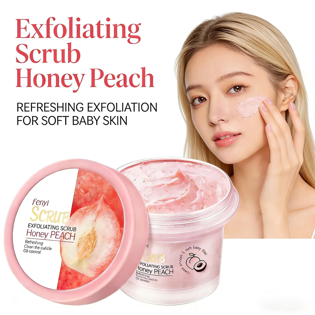 Fenyi Honey Peach Body Scrub Exfoliating Deep Clean Moisturizing Smooth Skin Remove Dead Skin Gentle Care for Face & Body Oasis Select