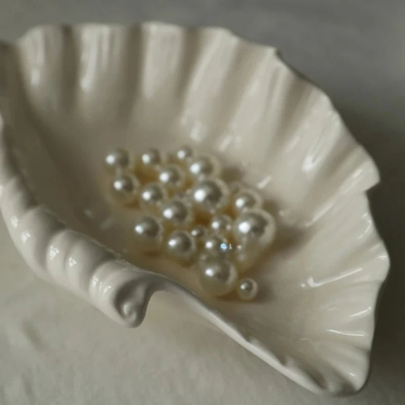 Shell Plate Cream Retro Ceramic Plate Fruit Snack Plate Dinner Tray Dish Set Jewelry Storage Dish Tableware Gift Oasis Select