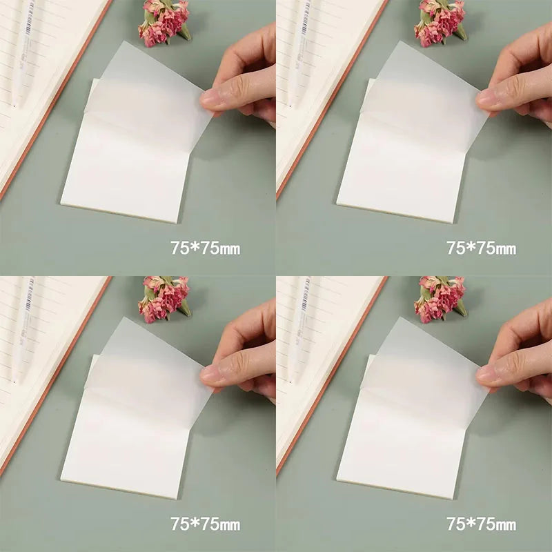 50-250Sheets Transparent Waterproof Posted It Sticky Note Pads Notepads Posits for School Stationery Office Supplies Oasis Select Medium-200 sheets