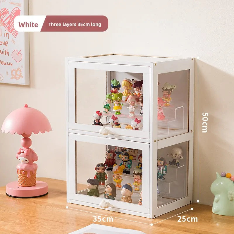 Figure Display Cabinet Transparent Household Blind Box Millet Storage Secondary Pain Cabinet Ornament Display Stand Oasis Select White double door 35