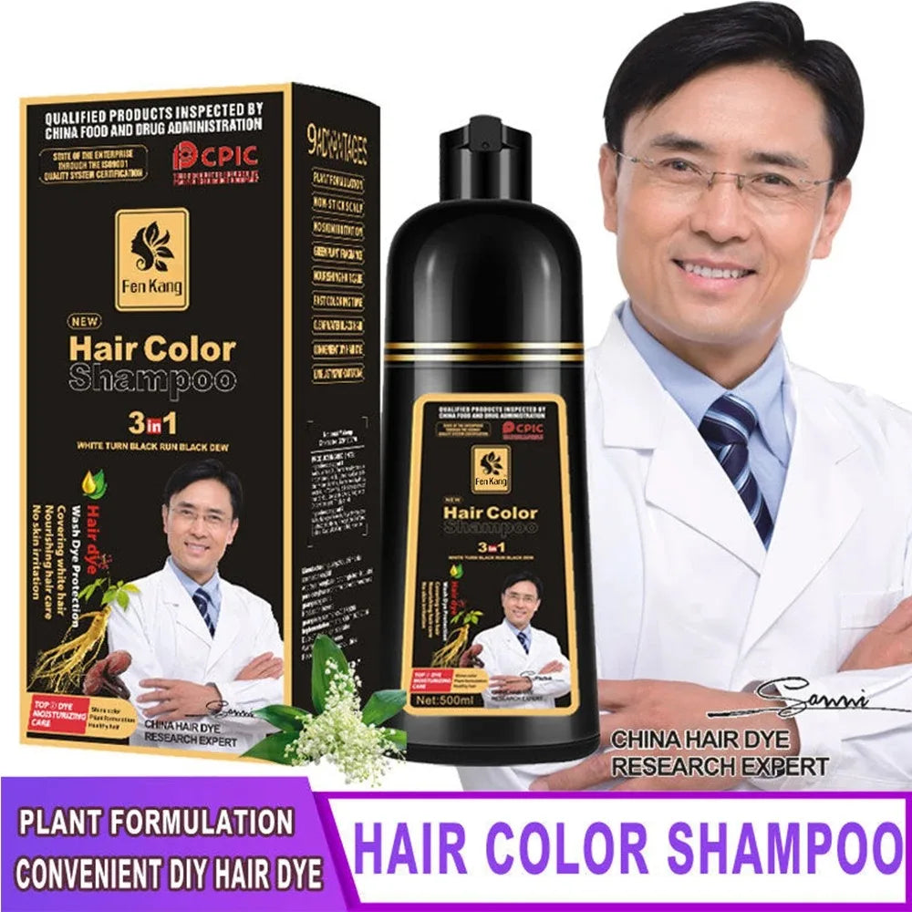 REAROYA Black Hair Dye Shampoo – Natural Plant Formula 500ml Hair Dye Shampoo Oasis Select