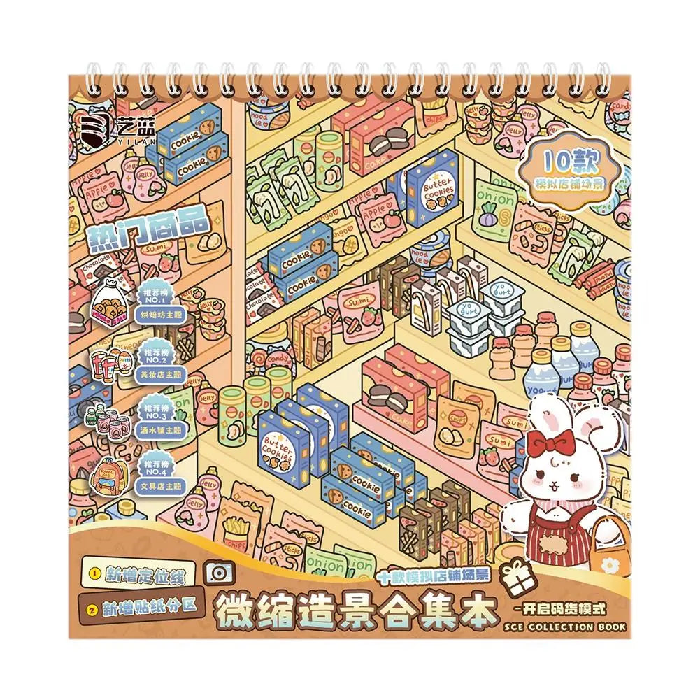 3D Miniature Supermarket Restocking Sticker Book DIY Quiet Book Snack Beverage Storage Simulation Scene Stickers Kids Toy Oasis Select sticker