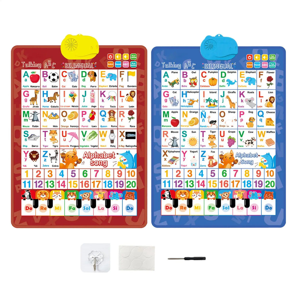 Bilingual Talking Wall Chart for Toddlers Learning Toys En/Spanish Interactive Wall Chart with Musical Alphabet Educational Oasis Select