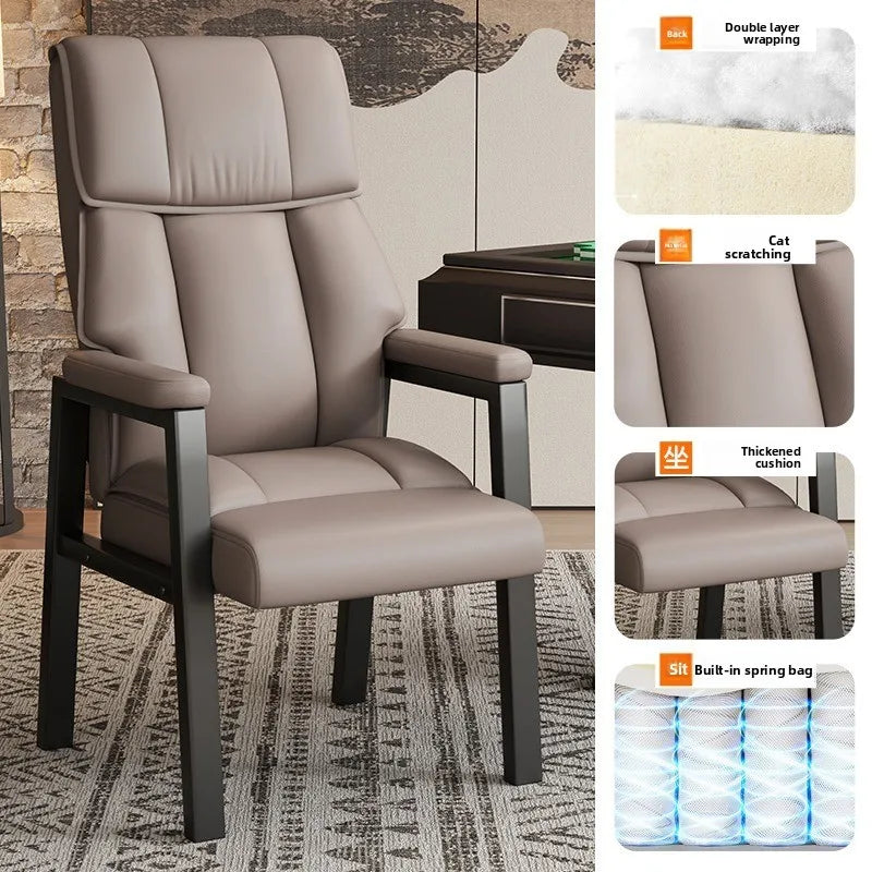 Mahjong Chair Chess Room Seat Comfortable Office Chair Sedentary Conference Chair Oasis Select Rice White