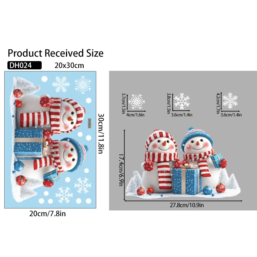 2026 Christmas New Santa Claus Snowman Spanish and German Holiday Greetings Window Display Static Window Stickers Oasis Select DH0024
