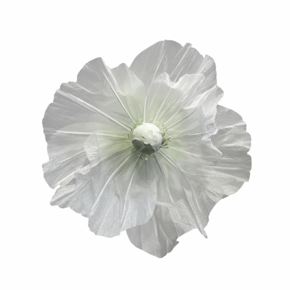 Single Flower Head Simulated Flower Silk Mesh Yarn Beautiful Decoration Silk Screen Flower Stand Props Large Poppy Oasis Select Green