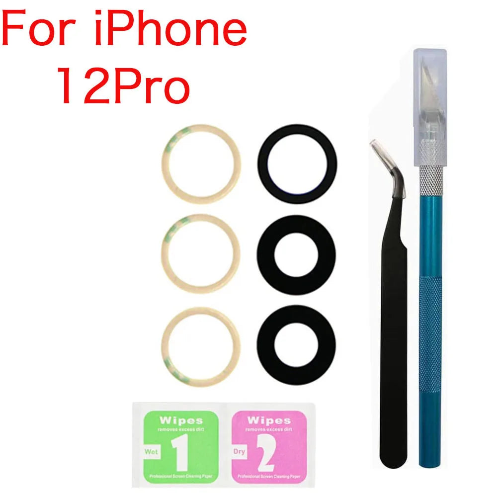 iPhone 11–14 Rear Camera Glass Lens Replacement Kit + Tools