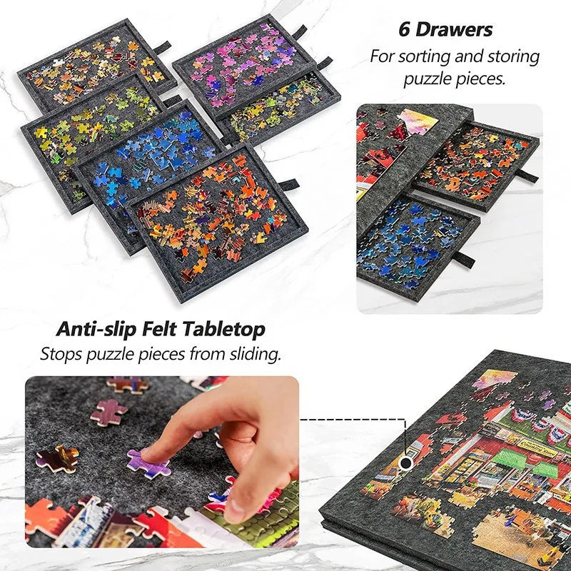 1500pcs Portable Puzzle Desk Decor - Artistic Polyester Fiber Organizer, Decorative Puzzle Storage for Home, Desktop Art Oasis Select