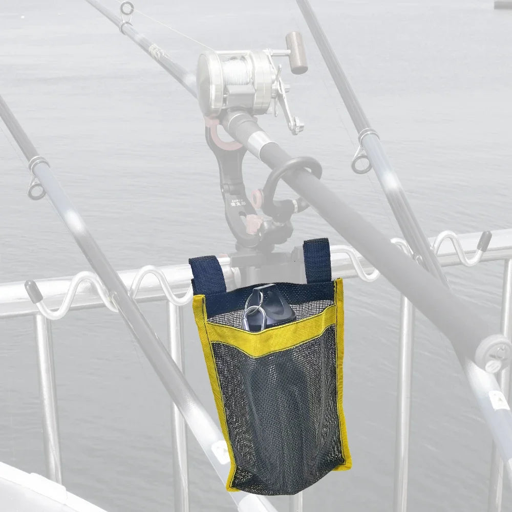 Dock Marine Boat Fishing Handrail Mesh Bag Camping Seat Rail Watercup Bag Swimming Beach Chair Rail Storage Bag Oasis Select