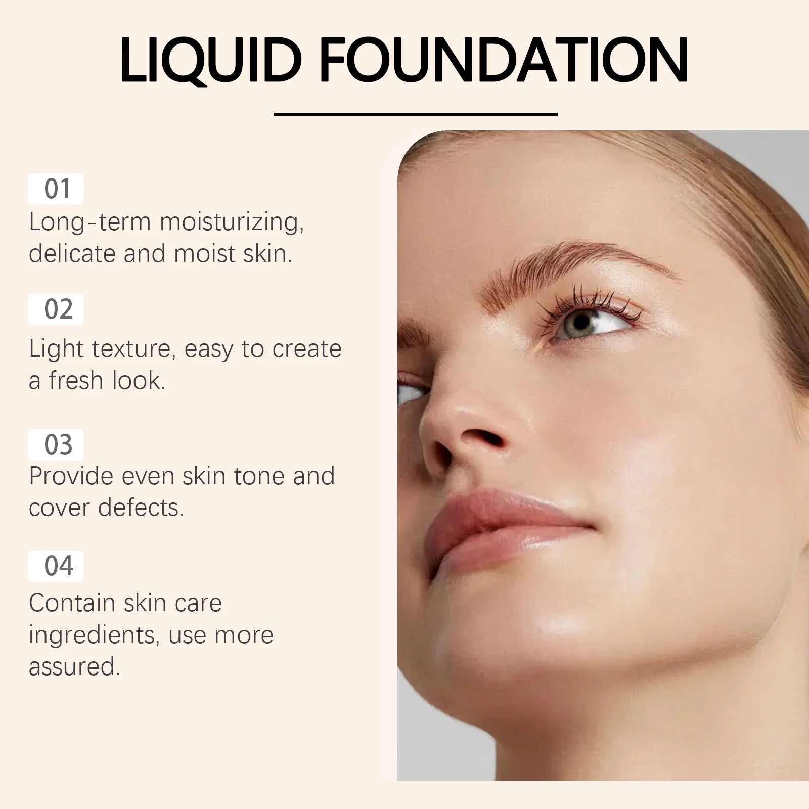 Hoygi SPF 50 Liquid Foundation – Full Coverage, Waterproof
