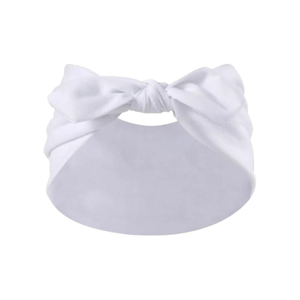Sweat-Wicking Elastic Bunny Ear Hairband Ultra Wide Bohemian Style Bowknot Headband Knotted Bunny Ears Non Slip Headwrap Workout Oasis Select White
