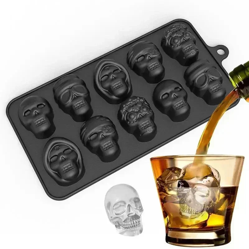 Skull Ice Cube Mold 10-Grid Skull Ice Mold for Halloween Kitchen Tools Reusable Making Accessory for Chocolate Ice Cream And Oasis Select