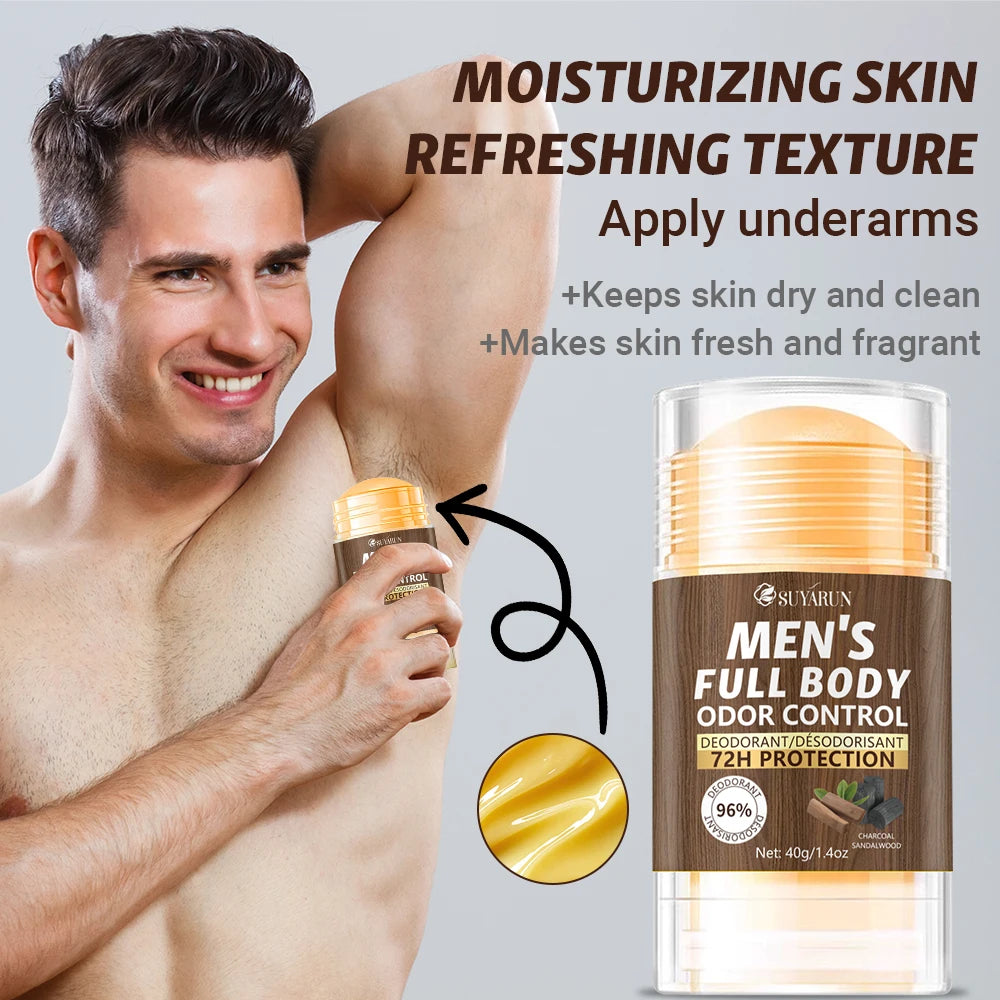 SUYARUN Men's Natural Deodorant Stick for Full Body Odor Protection, 72H Freshness, Sensitive Skin Safe, Travel-Friendly. Oasis Select