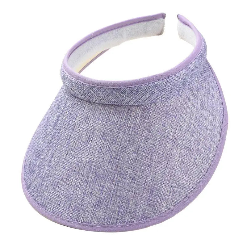 Women's Straw Sun Visor Hat UV Protection Adjustable Empty Top Casual Beach Golf Outdoor Sunshade Cap Oasis Select Purple