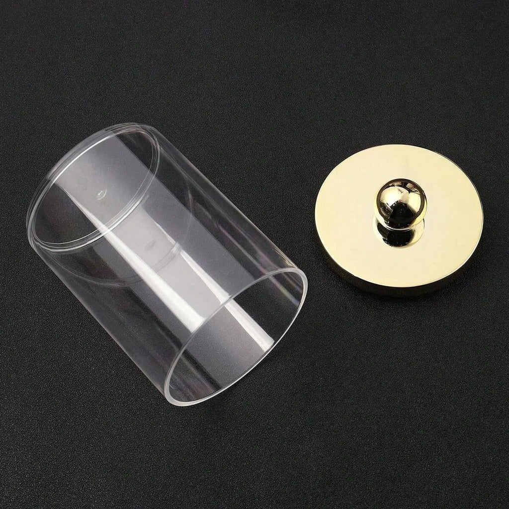 Cotton Swab Ball Pad Holder, Plastic Organizer with Lid, 10 oz Cotton Swab Apothecary Jar, Clear Organizer, Cosmetic Organizer, Oasis Select