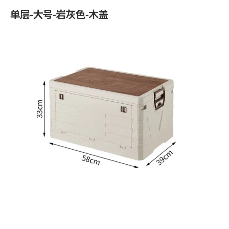 Multi-functional Outdoor storage box Household dustproof portable foldable large camping side door storage box Car finishing box Oasis Select 1 layer large lime