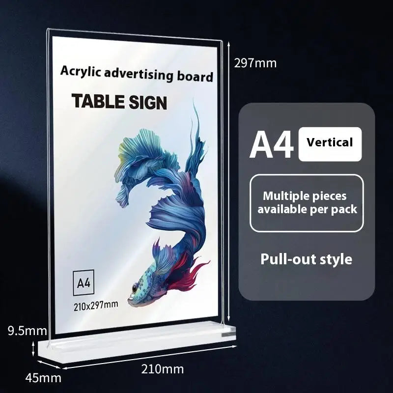 Acrylic Sign Holder A4/A5/A6 Desk Menu & Price Display Stand