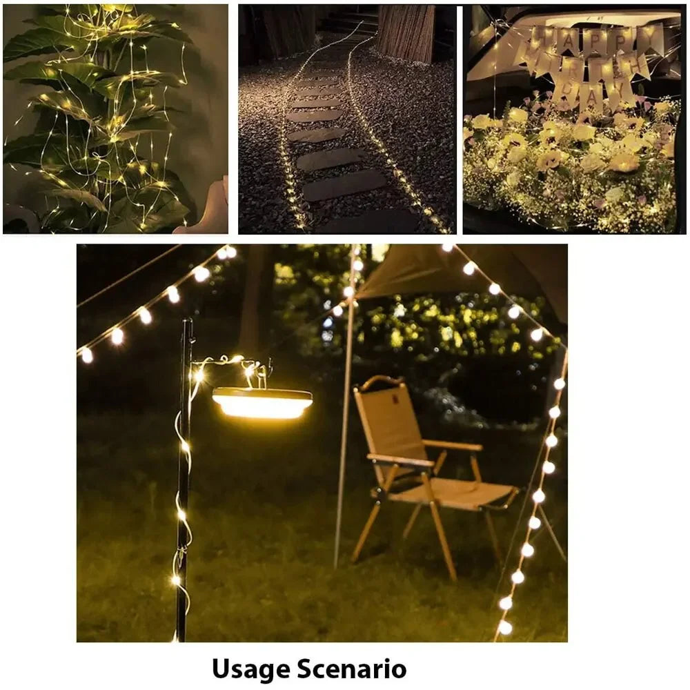 LED Rechargeable Camping Lamp Atmosphere 10M IPX4 Waterproof Recyclable Light Belt Outdoor Garden Decoration Lamp for Tent Room Oasis Select