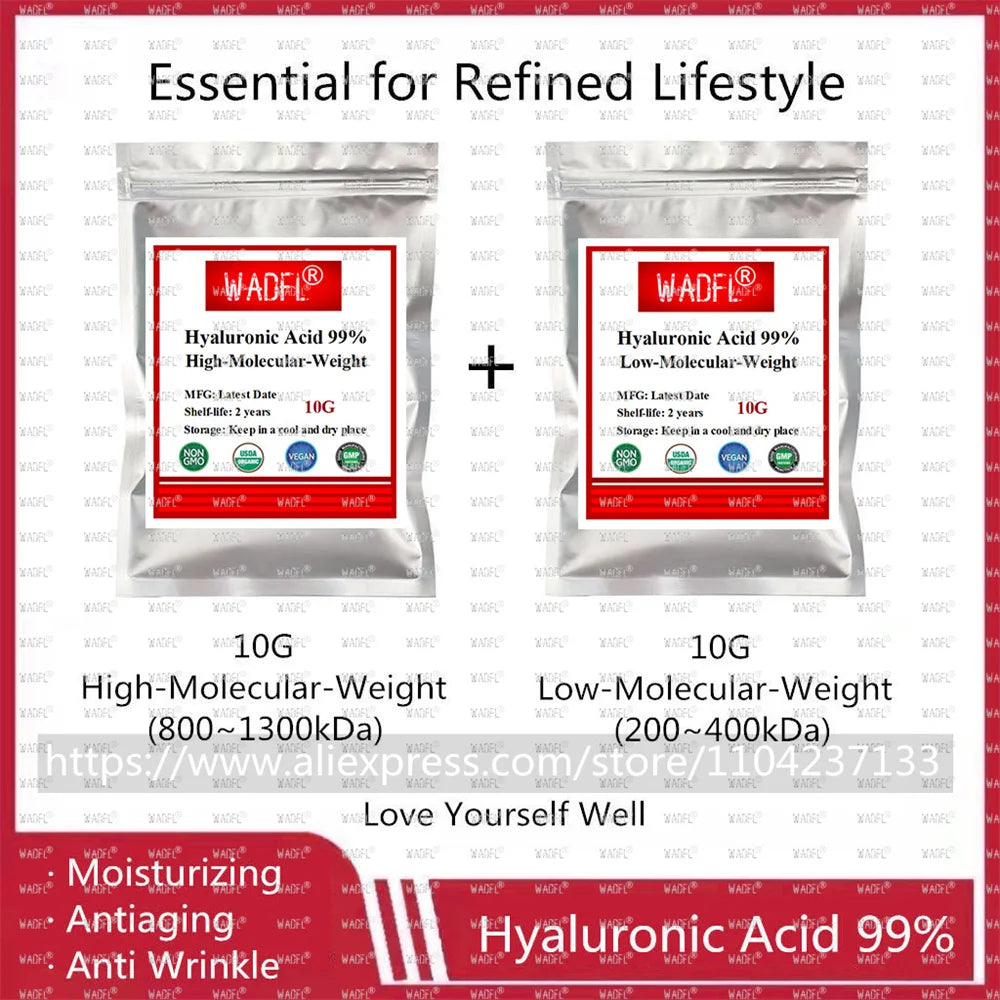 99% Pure Hyaluronic Acid Powder – High & Low Molecular Weight Skincare Raw Ingredient Oasis Select