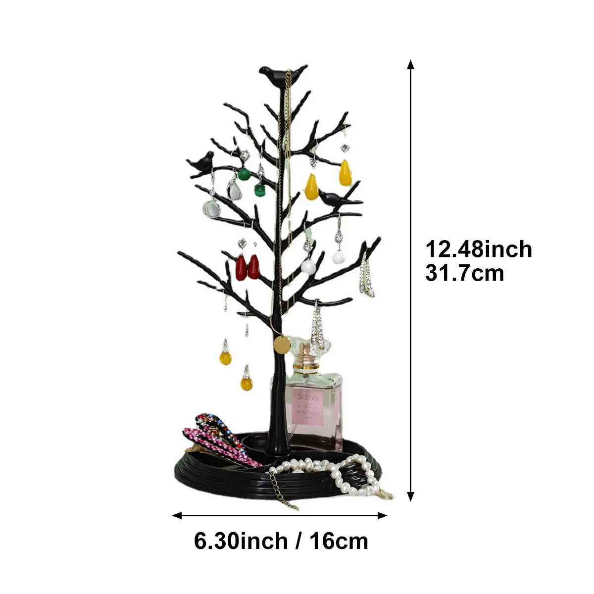 1pc,Tree shaped jewelry display stand with tray, earrings, necklaces, rings, jewelry storage rack, desktop jewelry tower Oasis Select