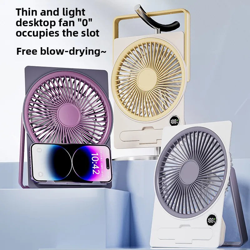 Portable 5-Speed Desktop & Hanging Fan – USB Rechargeable