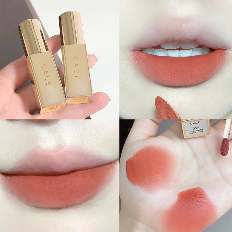 CACE Gold Tube Matter Lip Mud Moisturizing Long Lasting Liquid Lipstick Soft Mist Silky Lipgloss Tint Natural Makeup For Women Oasis Select 01