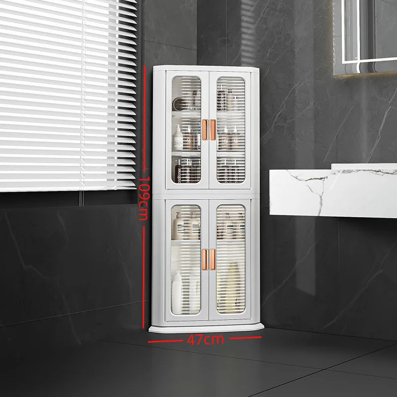 Multi-functional Storage cabinet Multi-layer living room locker Floor-to-ceiling plastic triangular dust rack Snack toy locker Oasis Select 2-White