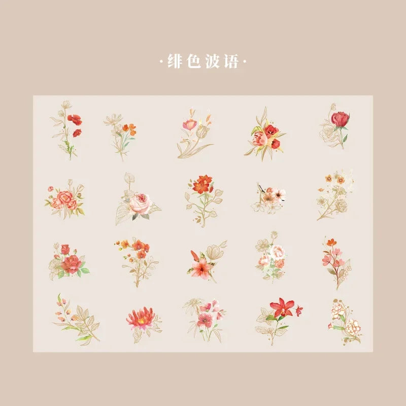 40Pcs/Bag Aesthetic Flower Stickers Pack Fresh Plant Hand Account DIY Material Decorative Stationery Stickers for Party Favors Oasis Select Style4