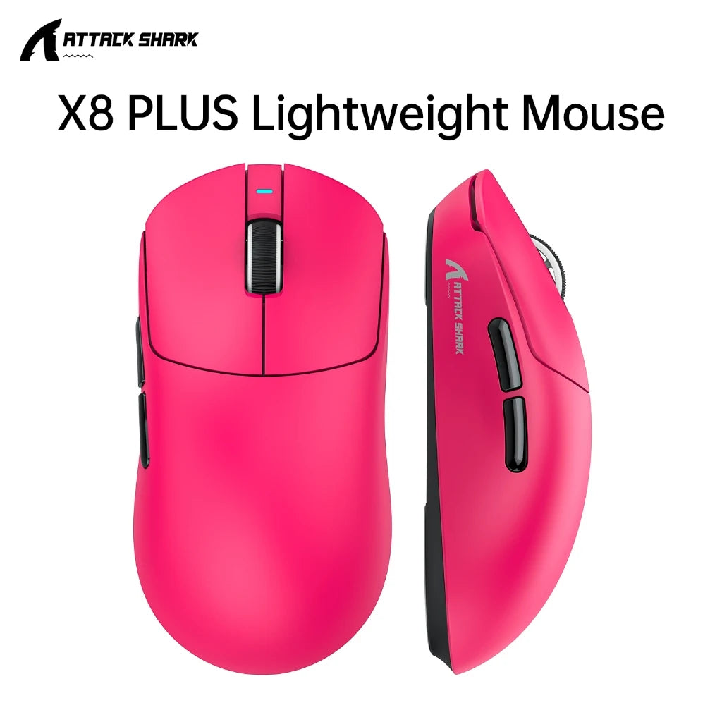 Attack Shark X8 PLUS Wireless Gaming Mouse | PAW3395 PRO Sensor 40K DPI | 1KHz Polling | 55g Ultralight | Tri-Mode Oasis Select X8Plus Berryred