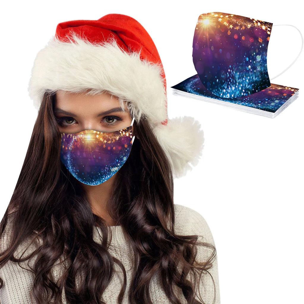 10-Pack Christmas Disposable Face Masks – 3-Ply Earloop Adult Disposable Face Mask Oasis Select