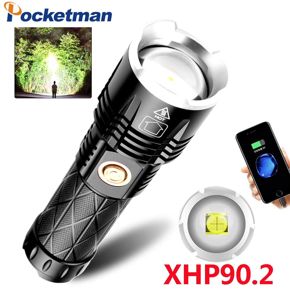 POCKETMAN XHP90.2 LED Tactical Flashlight 3800lm USB Rechargeable