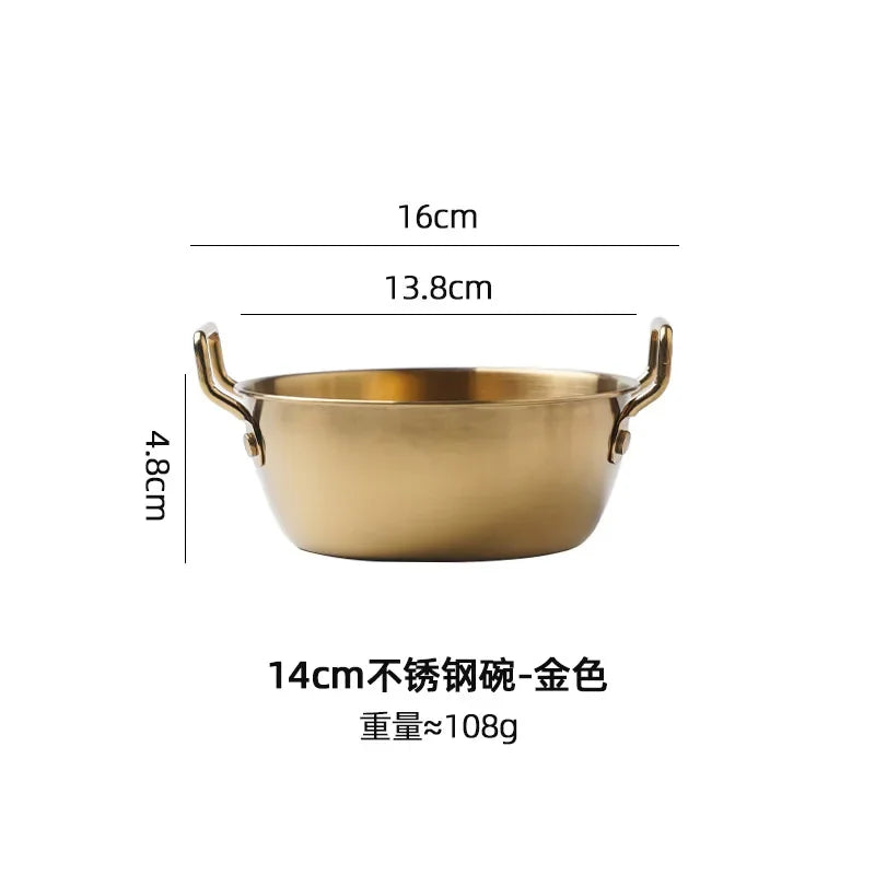 1pcs Stainless Steel Korean Style Pot Golden Sauce Dishes Appetizer Serving Dishes Sets Tray Spice Plates Kitchen Tableware Oasis Select gold-M