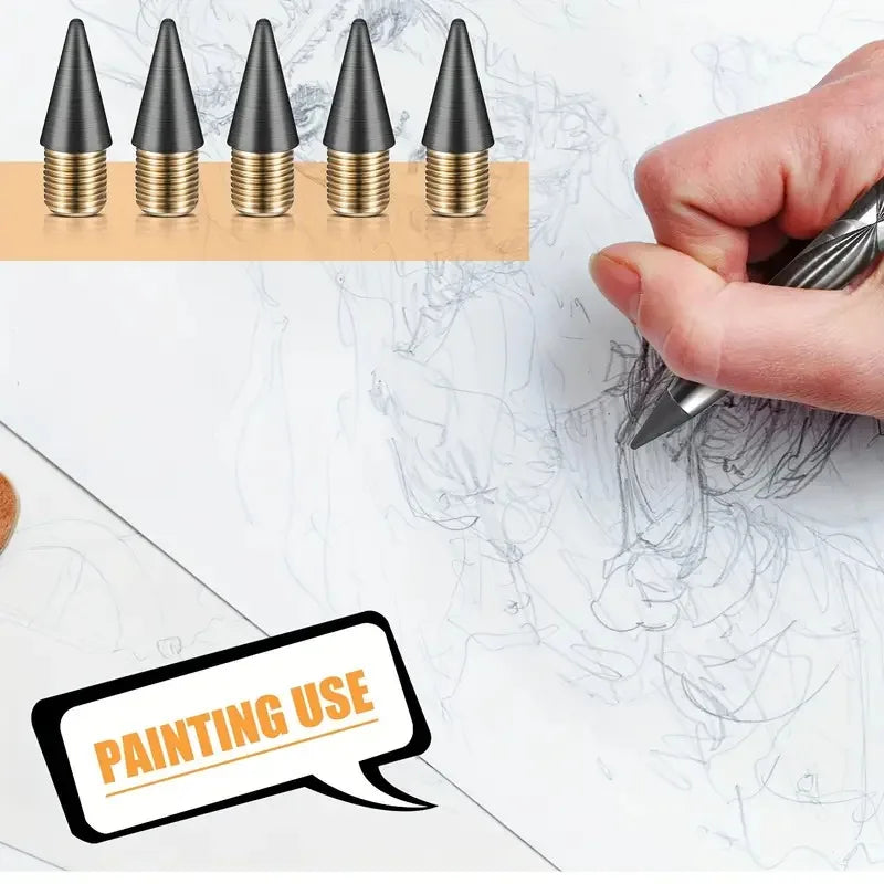 12/24pcs Permanent pencil replaceable refills Infinite pencil graphite nib metal nib inkless pencil eternal replacement head Oasis Select