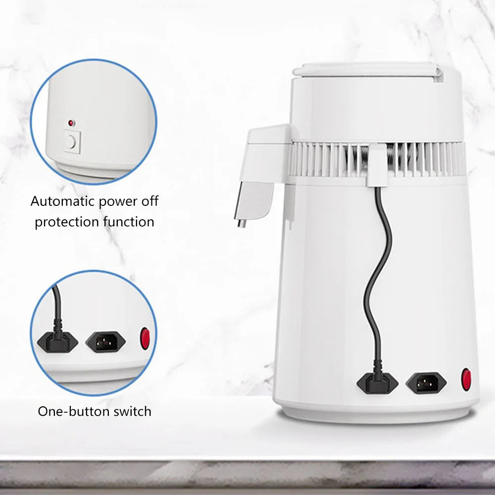 750W 220 V 4L Large Capacity Laboratory Household Distilled Water Machine Stainless Steel Pure Water Distiller Beautys Salon Oasis Select