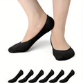 6 Pairs of Spring and Summer Thin Lined Boat Socks, Women's Super Large Elastic Invisible, Anti Slip Strip Not Easy To Fall Off Oasis Select black One Size