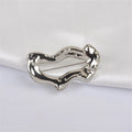 Metal Geometric Brooch Simple Collar Buckles Anti Exposure Multifunction Brooches Pin Accessories For Adult Clothing Ornament Oasis Select silvery