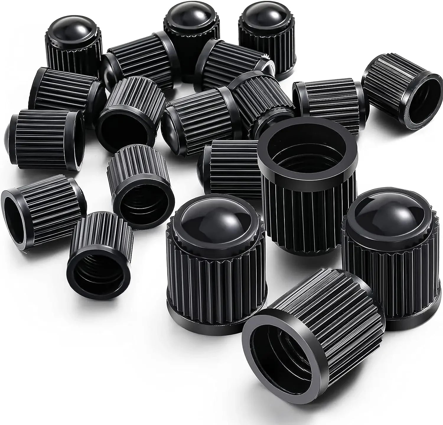 Tire Stem Valve Caps Tyre Valve Caps with O Seal Ring, Universal Stem Dust Covers for SUV, Cars, Bike, Motorcycles, Trucks Oasis Select Black-20Pcs