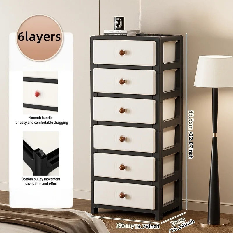 13.8 Inch Drawer Storage Cabinet,3-6 Tier with Bottom Wheels,Large Capacity Multi-Color Combos for Clothes/Snacks/Toys Oasis Select 6-Black-Brown