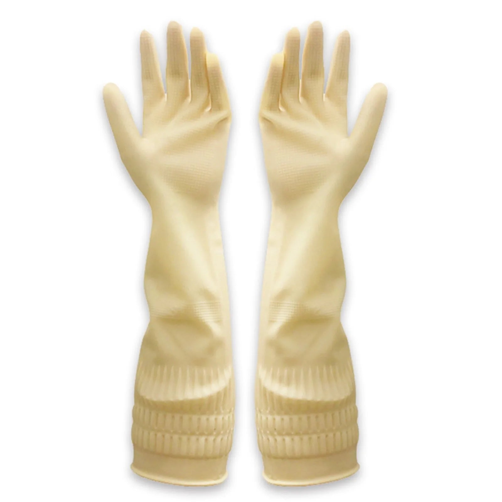 1pair Flexible Comfortable Rubber Clean Gloves Red Dish Washing Long Home Bathroom Cleaning Kitchen Accessories Oasis Select Beige S