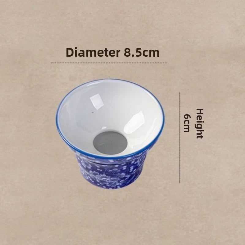 Blue and White Porcelain Ice Plum Tea Filter Set Kung Fu Tea Set Accessories Ceramic Retro Home Use Ceramic Drinking Utensils Oasis Select
